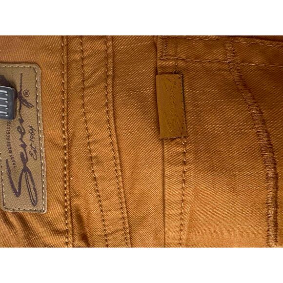 Seven 7 Gold Denim Pants Womans Size 14 Skinny Thick Threading Jeans Mid Rise - Picture 8 of 12